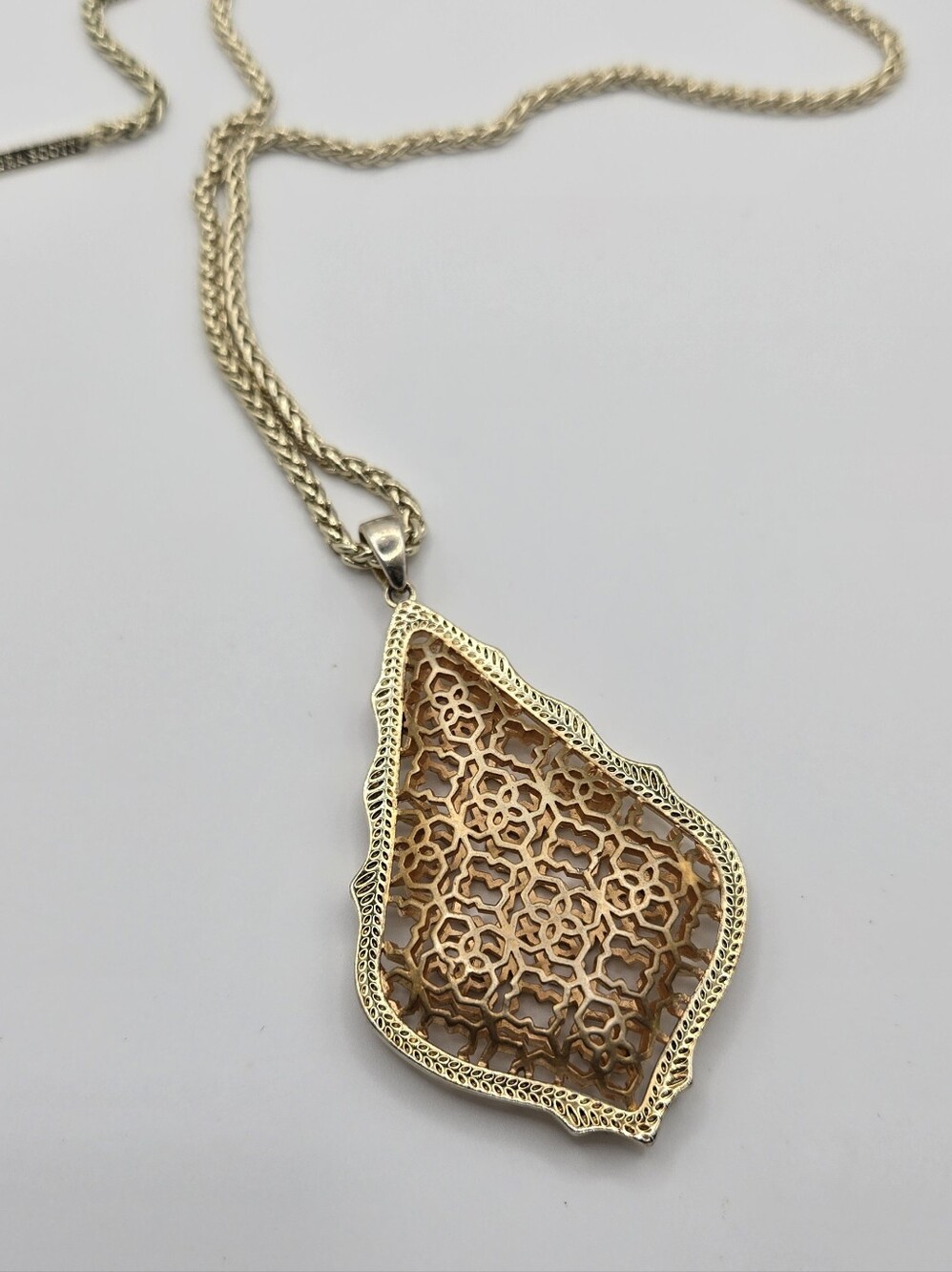 Kendra Scitt Gold/Rose Gold Filigree Teardrop Pendant Necklace